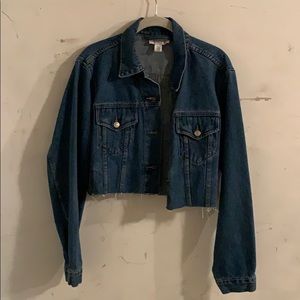 Cropped jean jacket with American flag patch!